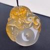 High-Quality Yellow and Red Jade Pixiu Pendant - Pure Natural Agate Chalcedony with Buddhist Significance, Warm and Smooth Ornament