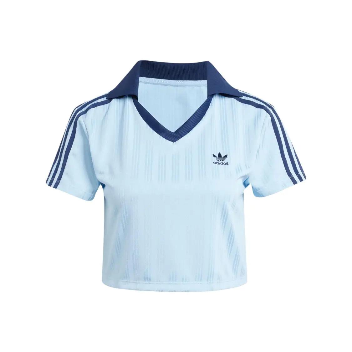 adidas Originals Short-Sleeved Polo Shirt for Women, Blue XL