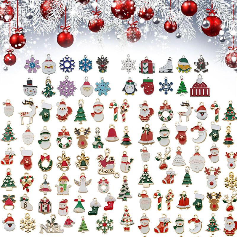 2096pc Merry Christmas Alloy Diy Ornament Santa Snowman Elk Bell Decor Pendant