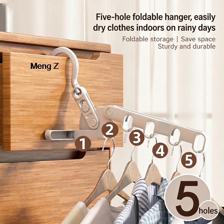 New Hotels Foldable Clothes Drying Rack Five-hole Multi-function Clothes Hook Angle Adjustable Clothes Hanger Travel