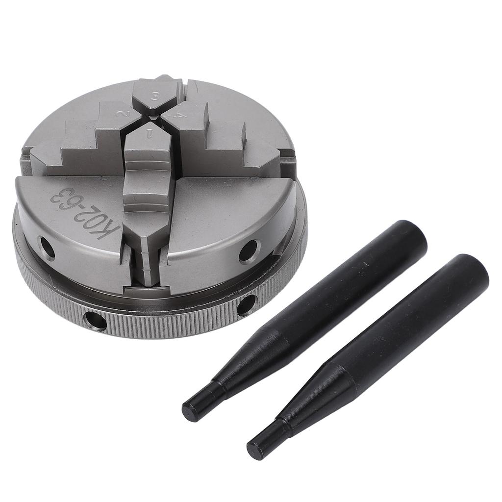 2,5 Zoll 4-Backen-Drehfutter, umkehrbares selbstzentrierendes Spannfutter mit 2 Hebeln, Spannwerkzeug für die Holzbearbeitung