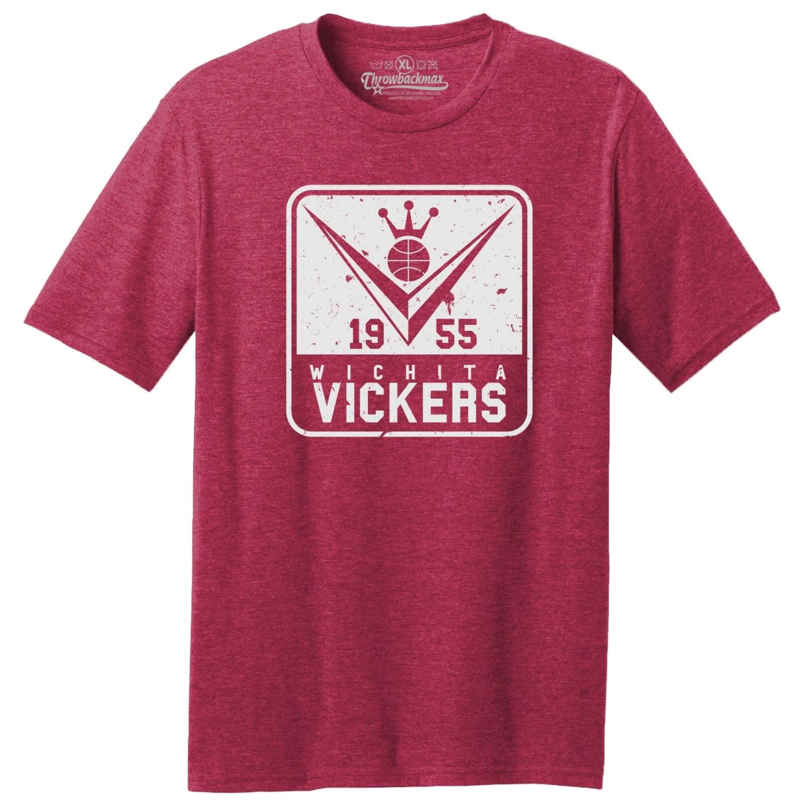 Wichita Vickers 1955 Logo Basketball TRI-BLEND Tee Shirt - Red Heather 4XL