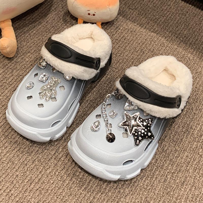 

Хлопковые туфли для девочек 2025 новая осень и зима бархатные утолщенные теплые туфли с отверстиями двойного назначения для улицы детские для девочек из хлопка моп 29 чёрный