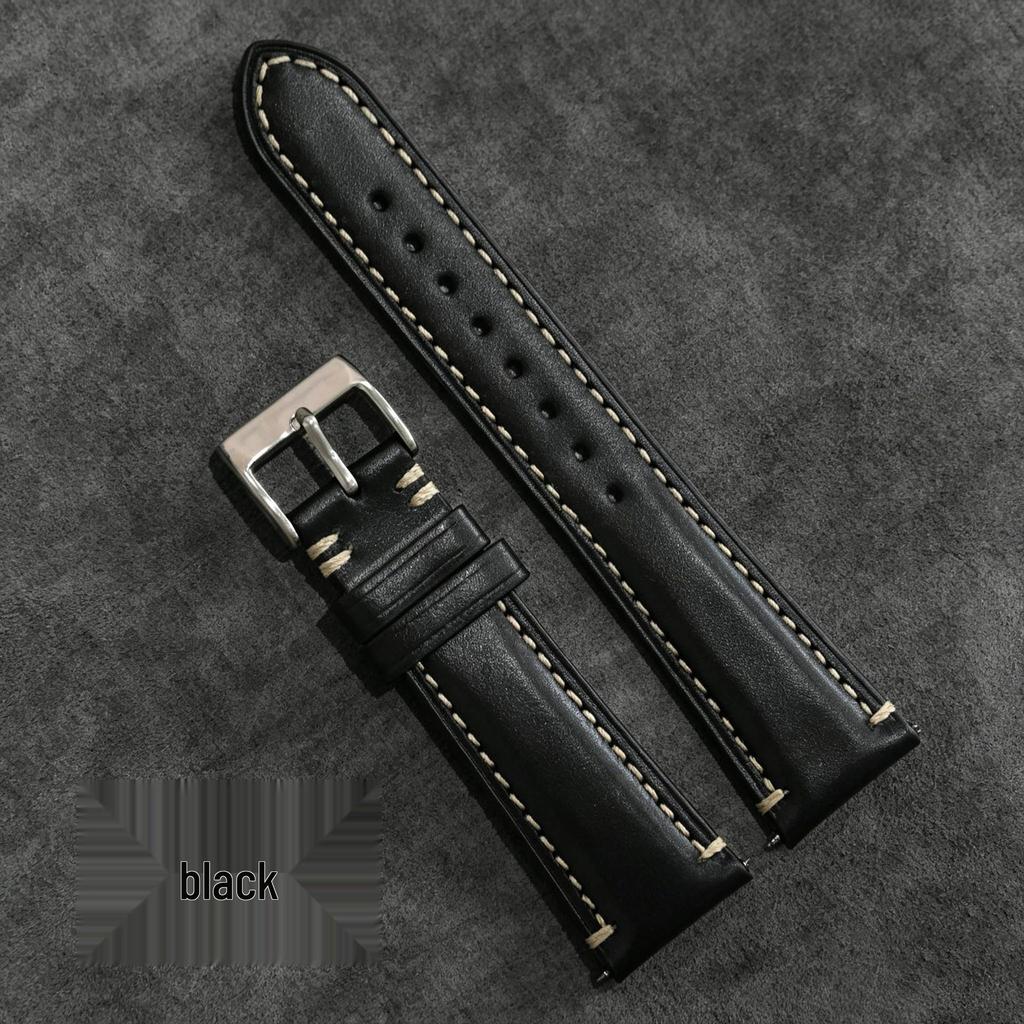 High-Quality Retro Genuine Leather Pin Buckle Watch Strap for Men and Women, Top Layer Cowhide Watch Band