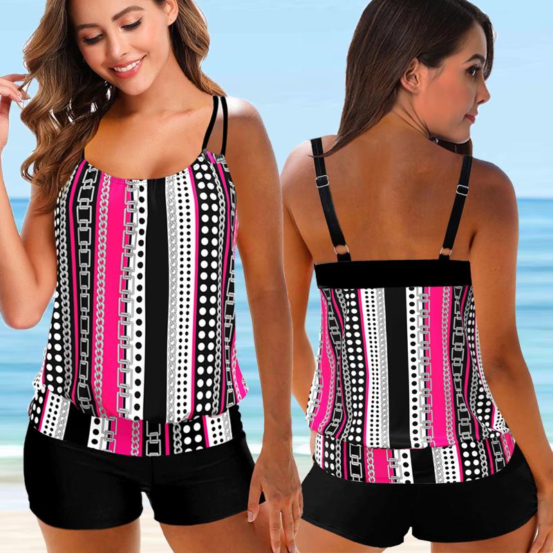 Women Beachwear Swim Tankini Monokini Swimwear Bathing Suit Two Pieces Swimsuits Plus Size Printed Tankinis