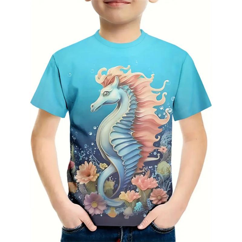 3d Print Retro Animal Top Tee Shirt Kids Boys Clothes Short Sleeve Casual Children's Clothing Fashion T Shirt For Boys
