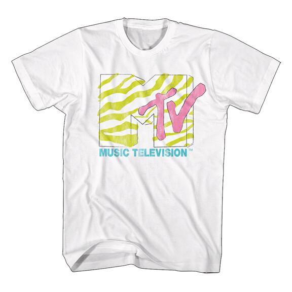 MTV Music Television Men039;s T Shirt Neon Zebra Logo White Cotton SM5XL Unisex T-Shirt XXL