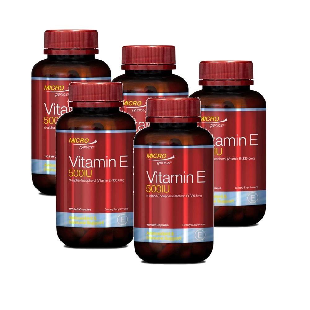 Microgenics Vitamin E 500 IU Capsules 120 Tablets 5 pcs
