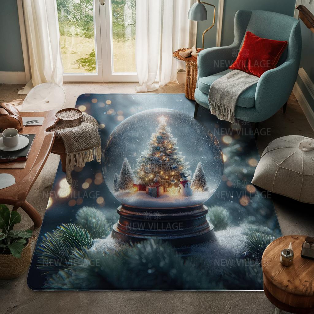 House Entrance Carpet Home Door Mat Living Room Bath Foot Bathroom Non-slip Water Absorption Rugs Bath Merry Christmas Winter