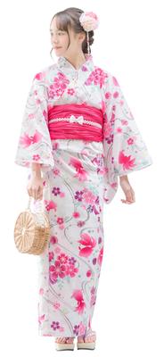 Yukata for Children Set of Yukata Waist Strap Goldfish White 150cm [Arisana] Children, Girls, (4-piece + + Obi)