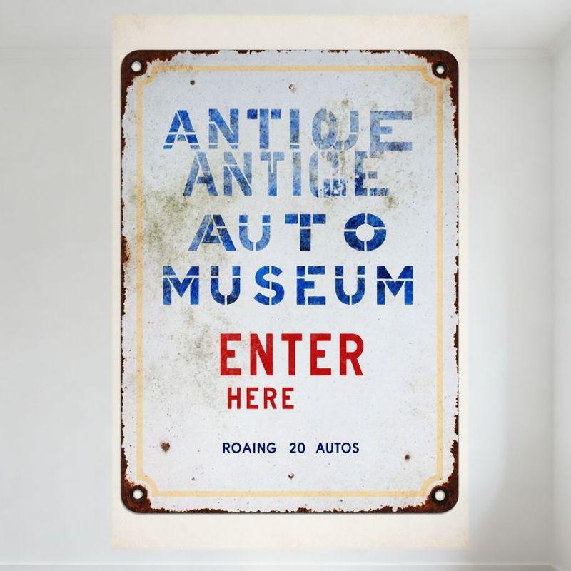 

Vintage Auto Museum Metal Tin Sign ENTER HERE Roaring 20s Cars Rustic Decor for Bar Pub Home Cafe Wall Art with Black Frame 20x30cm（7.8x11.8inch）