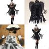 Stunning Halloween Women's Dark Angel Costume With Detachable Feather Wings And Plunging Neckline