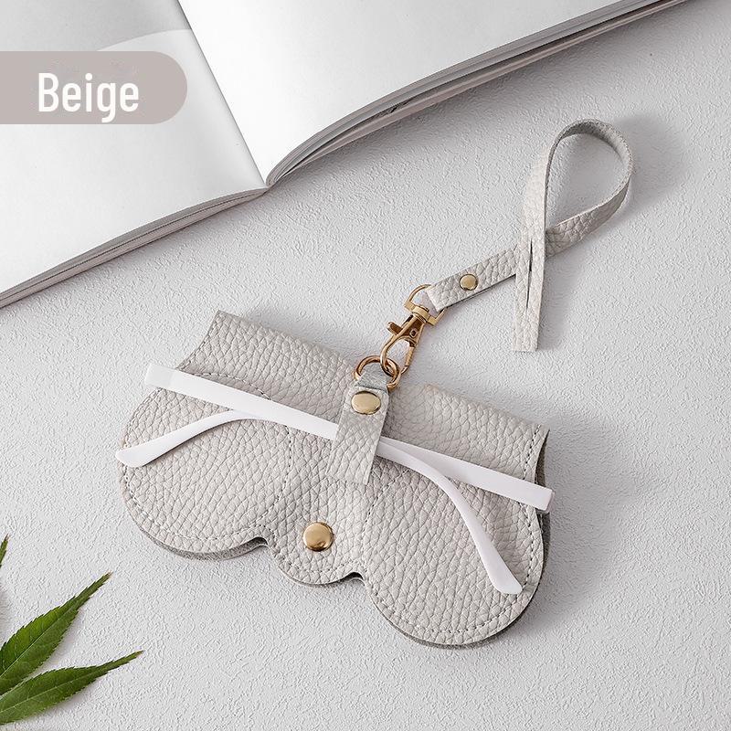 

Портативная модная женская сумка для хранения солнцезащитных очков и очков для близорукости с защитным зажимом бежевый