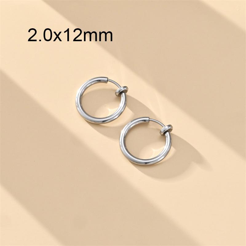 1 Pair Round Spring Ear Clip Earrings For Men/Women Stainless Steel Non-Pierced Painless Fake Earrings Classic Popular Jewelry
