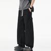 American Solid Color Simple Trendy Brand Splicing Tooling Casual Pants Men's Loose Wide Legs Drape Pure Cotton Scimitar Long Pants