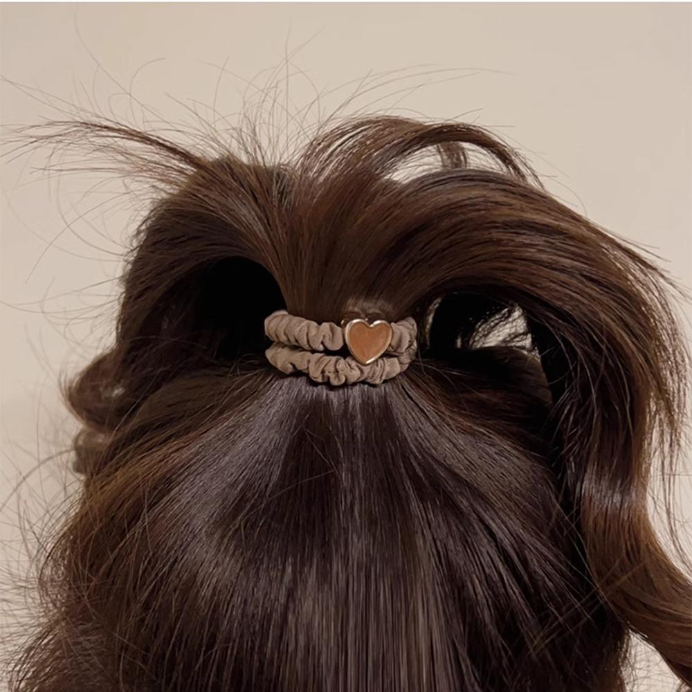 5PC European and American Cream Heart High Elasticity Hair Ties for Women Girls Ponytail Holder Hair Rings Rope Accessories