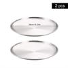 2Pcs Stainless Steel Round Plate Bone Spitting Dish Shallow Tray Metal Camping Plate Dining Disc BBQ Picnic Dishes Cookware