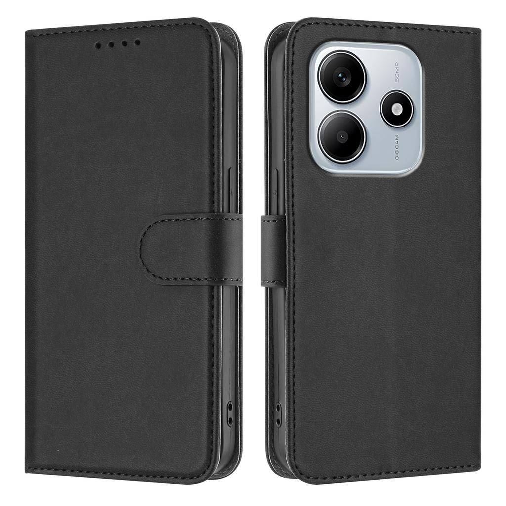 For Xiaomi Redmi Note 14 4G (163.25mm) Leather Case Solid Color Phone Cover with Wallet