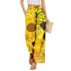 Women’s Summer Loose Fit Floral Print Wide Leg Pants Stretch Waistband Button Front with Pockets Casual Lightweight Trousers for Daily Wear