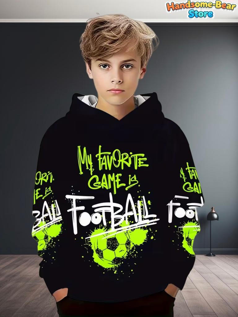 Kids Clothes Boys Hoodies Long Sleeve 3D Football Print Children Spring Fall Clothes Casual Outdoor Active Boys Clothing Tops
