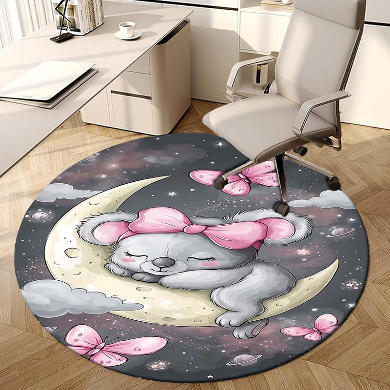 1PC Koala Moon Non-Slip Floor Round carpet, Office, family, bedroom, Large Area Rug Indoor Rugs, Vibrant Colors-Z0495