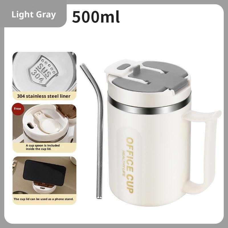 Cold Water Drinks Tumbler Tea Milk Cup 304 Stainless Steel Coffee Mug With Spoon Double Wall Thermal Stainless Steel