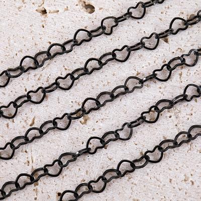 1Meter Punk Black Color Stainless Steel Love Heart Link Chains for Party Jewelry Making DIY Bracelet Choker Necklace Components