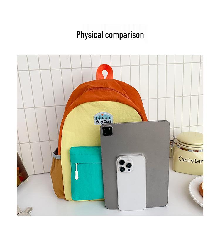 Spring/Summer 2026 Color Block Kids' Backpack: Contrast Color Kindergarten & Casual Outing Bag