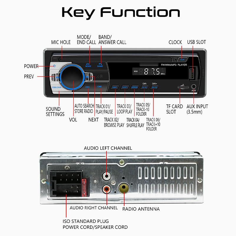 Autoradio Stereo Player Einbau Digital Bluetooth MP3 Player JSD-520L 45Wx4 FM Audio Stereo Musik mit USB TF AUX Eingang ISO Anschluss