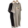 American Cartoon Print Casual Loose T-Shirt Dress, Short Sleeve, Round Neck, Slimming, Versatile for Summer.