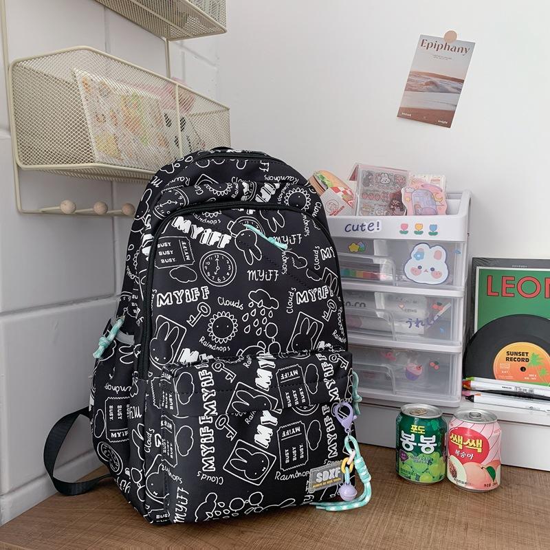 Spring new student backpack female college style schoolbag fresh and cute graffiti primary and secondary school schoolbag