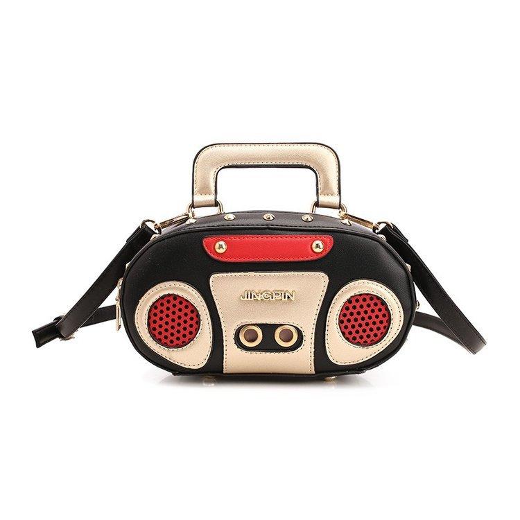 Persönlichkeit Retro-Radio-Form Tasche Damen Niedliche Handtasche Umhängetasche Messenger Bag Rock Crossbody-Tasche
