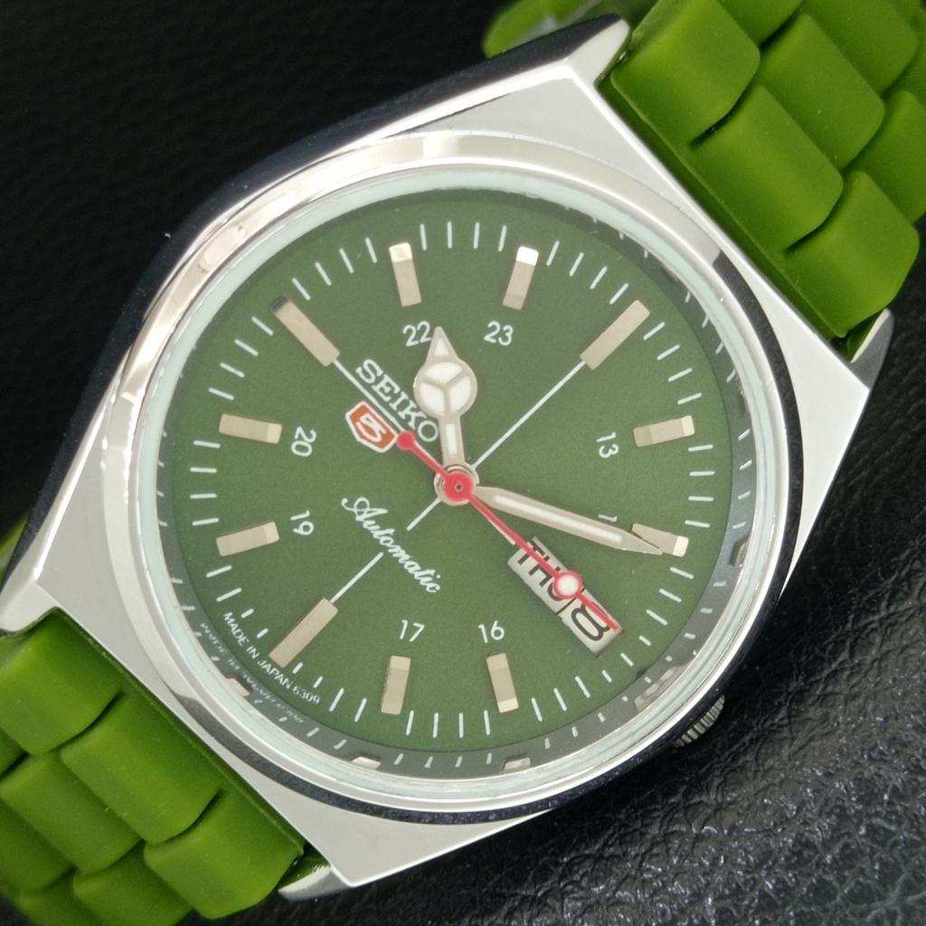

REFURBISHED SEIKO 5 AUTOMATIC 6309A JAPAN MENS VINTAGE GREEN WATCH a442874-1