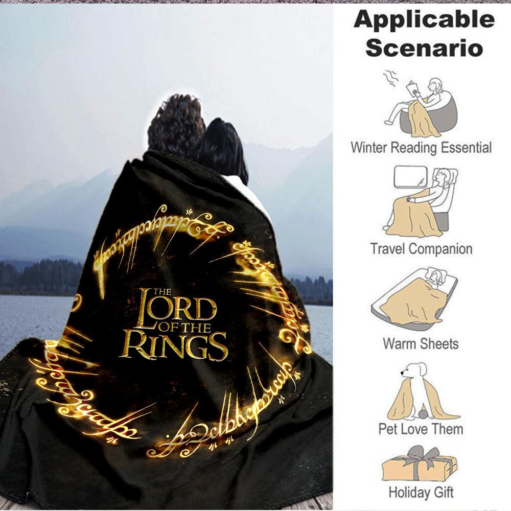 1pc The Lord of the Rings Flannel Throw Blanket - HD Printed Lightweight Soft Warm All-Season Blanket for Sofa, Bed, Travel073