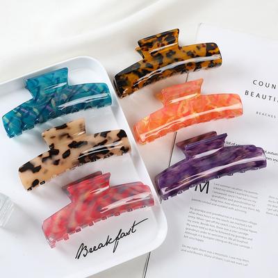 Damen Haaraccessoires Mode Große Größe Rechteck Acetat Haarspangen Bunte Marmorierung Pferdeschwanz Essig Klauenclips für Mädchen