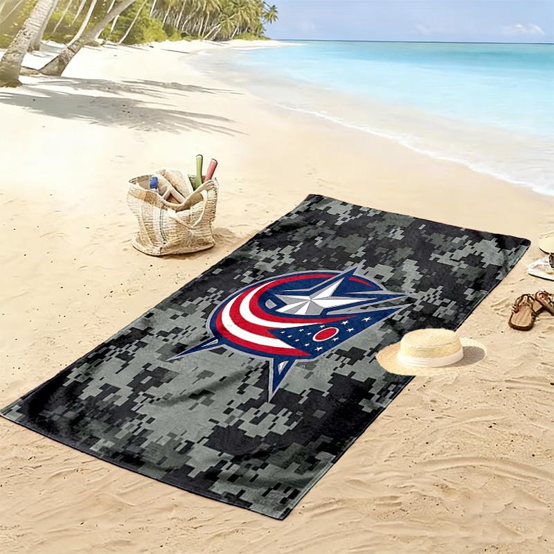 Columbus Blue Jackets Print Beach Towel, Large Soft Quick Dry Towel for Beach Camping Swimming