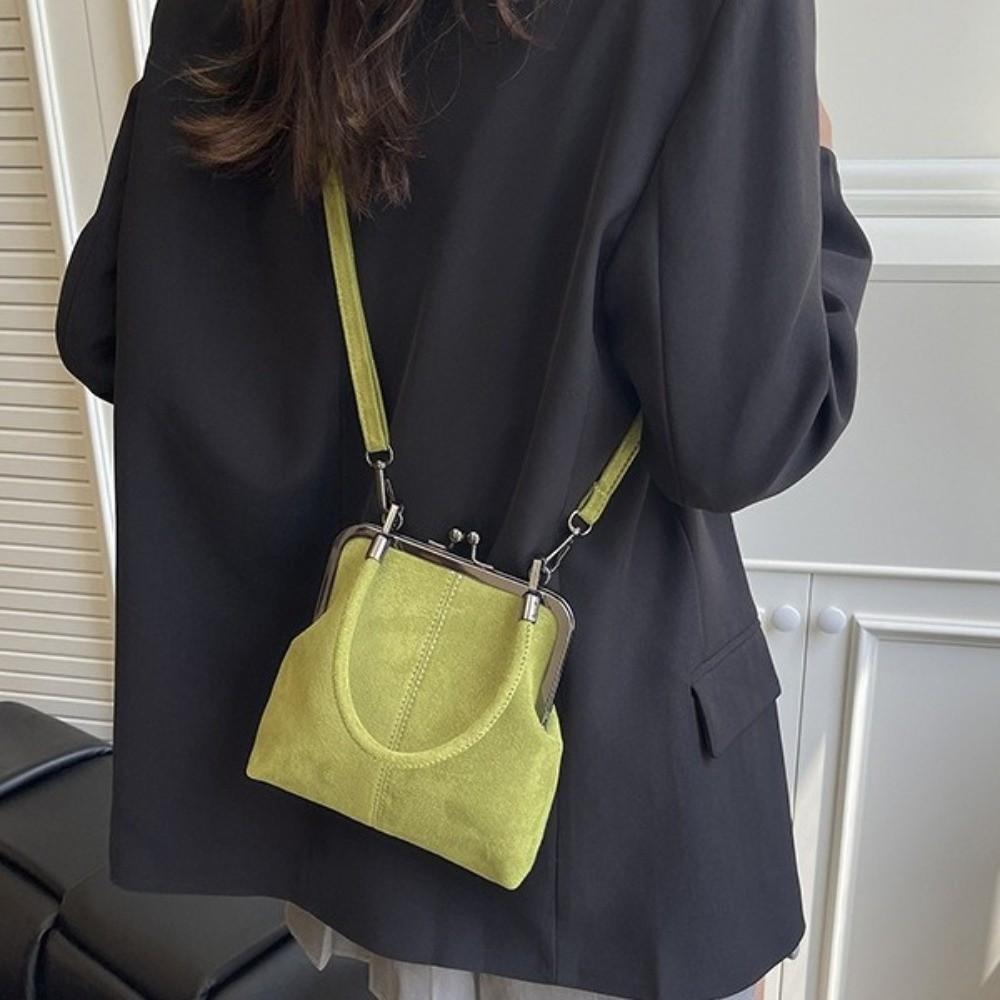 Kožená crossbody taška s polibkovým uzávěrem PU Clutch Taška přes rameno Vintage Retro Matná Kabelka Neformální