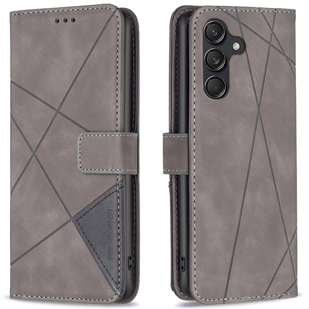 BINFEN COLOR For Samsung Galaxy M55 5G/C55 5G/F55 5G Phone Cases Wallet Stand Geometry Imprinted Leather Cover