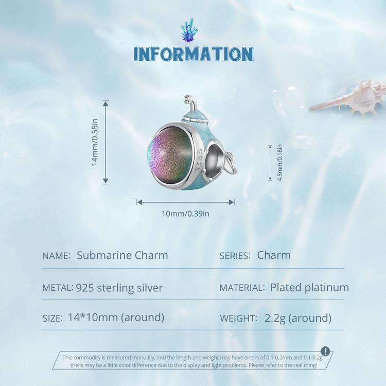 WOSTU Brelocuri din argint 925 scoici de mare margele submarine Pendan crab și alge marine se potrivesc brățară originală bijuterii DIY