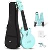 Soprano Ukulele Nova U Mini BL Beginner Kit Carbon Fiber Case Strap Capo Strings Included Blue