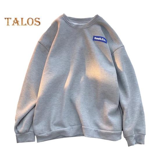 

Мужская повседневная толстовка с круглым вырезом и надписью «Tag Decor», однотонный свободный спортивный топ в уличном стиле с вафельной текстурой, длинные рукава, школьный рабочий топ XXL серый