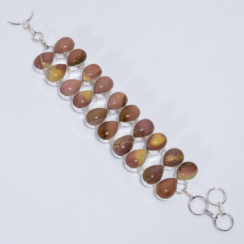 

Classic Top Grade Qualite 100% Natural Cherry Creek Jasper Pear Shape Ethnic Style Handmade Jewelry 925 Steling Silver Bracelet 6-8 WSJ5102 срібний