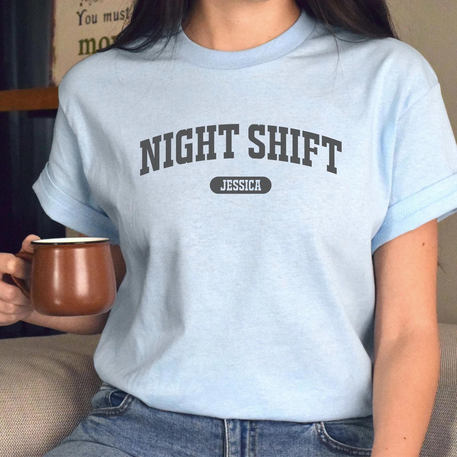 Night shift Personalized Unisex T-shirt Custom Night shift nurse White Sand Ligh L