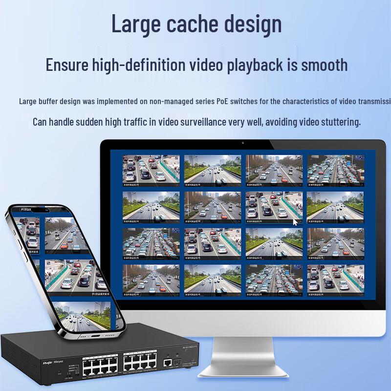 Ruijie RG-ES118GS-LP-E 16-Port Gigabit PoE Unmanaged Access Switch