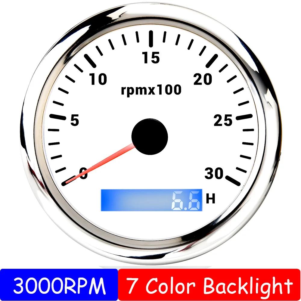 85MM Petrol Diesel Engine Tachometer Sensor RPM Gauge REV Counter 3000RPM with Digital Hourmeter 7 Color Light Optional 12V24V