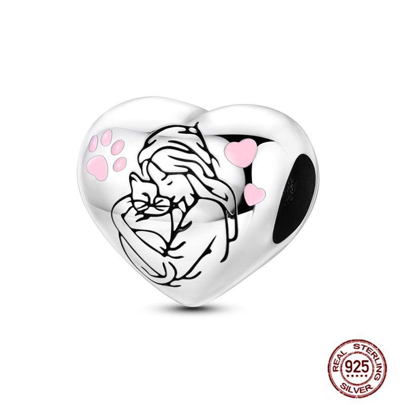 Pink Butterfly Charms Beadscopper Original Heart-Shaped Dog Paw Travel Charm Fit Bracelets Pendant For Women Jewelry Making