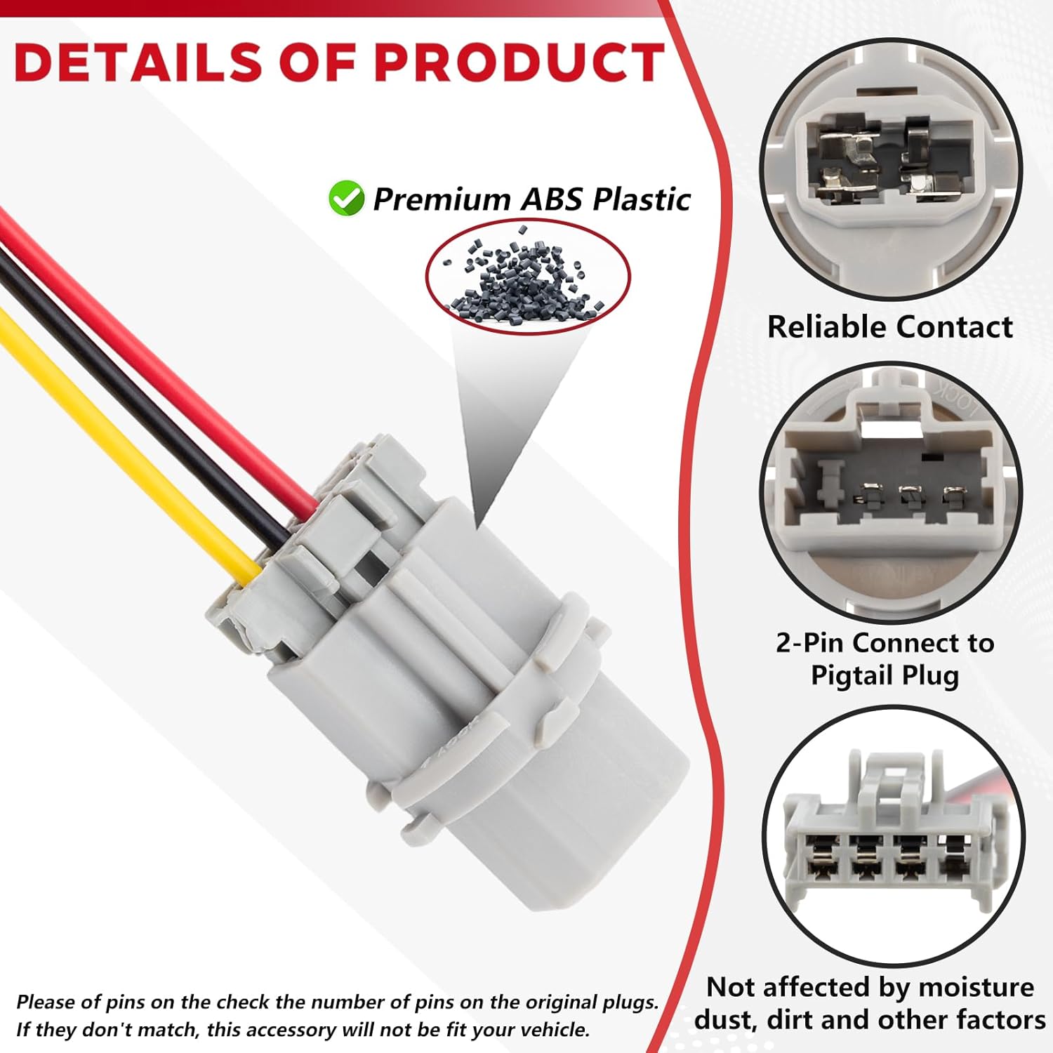 

2PCS Tail Brake Light Socket with Pigtail Connector Fit for Honda Accord Civic Fit, Acura CL Rear Lamp Bulb Plug Holder Base and w/Female Wire