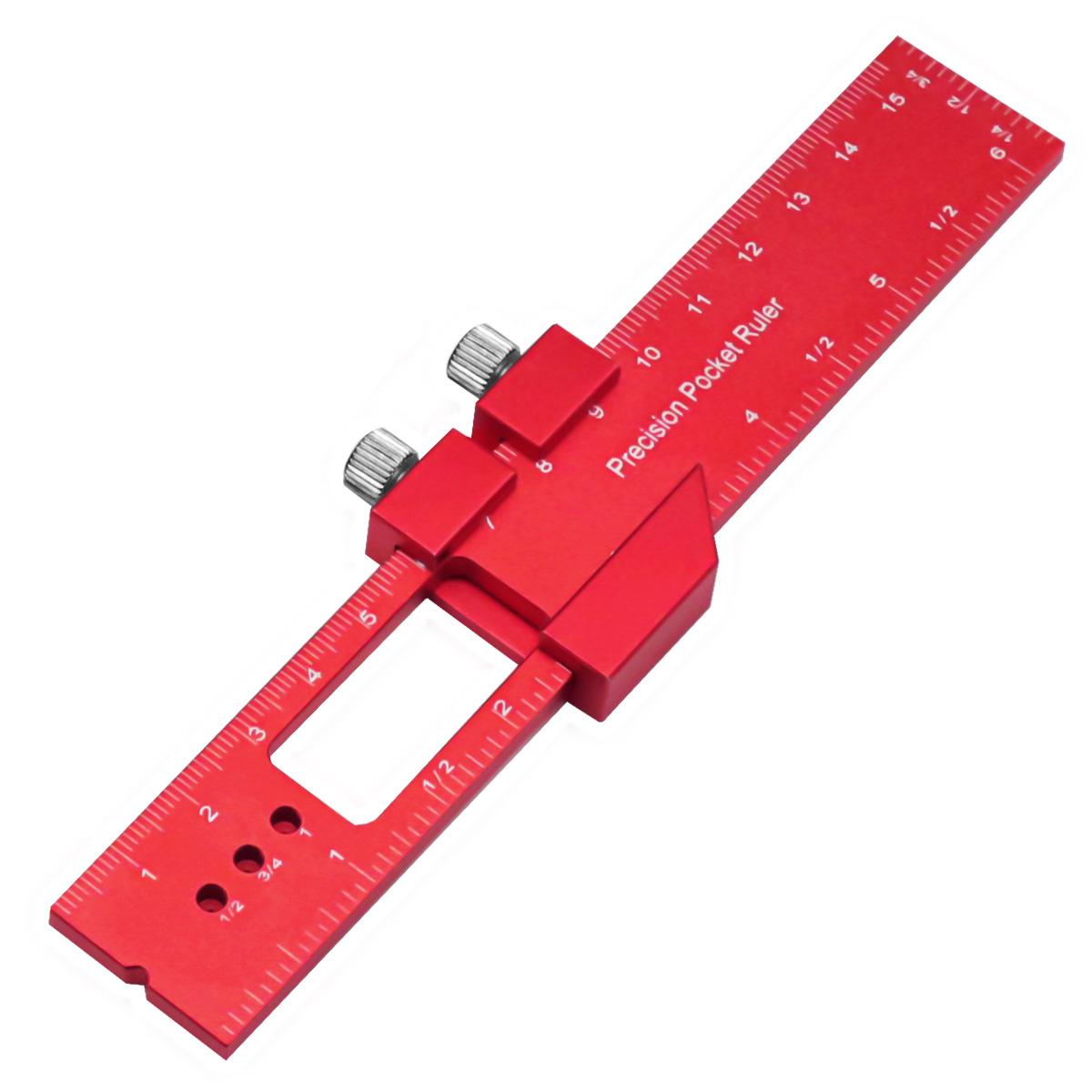 

Woodworking Ruler Precision Pocket Rule - 6/8/12 Inch Aluminum Metal Slide Stop Marking Ruler Metric Inch Measuring Tools