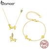 BAMOER 925 Sterling Silver Dachshund Jewelry Sets Pendant Necklace with Zircon Dog Open Ring for Women 18K Gold Plated Jewelry
