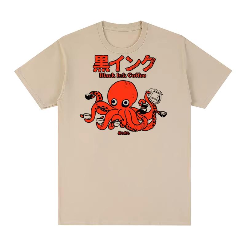 Black Ink Coffee Creative Printed Unisexs TShirt Cotton Oversized Charming Graphic Tees for WoUnisex Tops Tees Streetwear Breathable